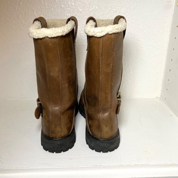 Timberland Nellie Fur Lined Leather Buckle Pull On Waterproof Boots Brown 7 - Picture 6 of 8